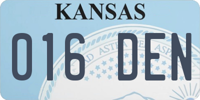 KS license plate 016DEN