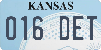 KS license plate 016DET