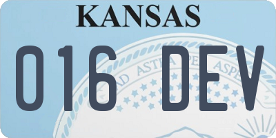 KS license plate 016DEV