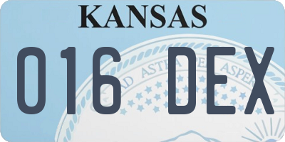 KS license plate 016DEX
