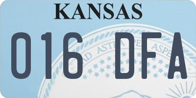 KS license plate 016DFA