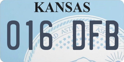 KS license plate 016DFB