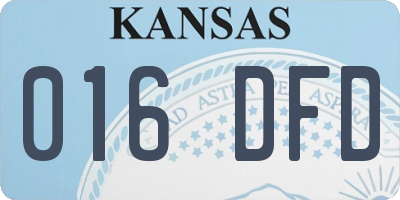 KS license plate 016DFD