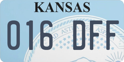 KS license plate 016DFF