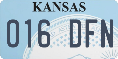 KS license plate 016DFN