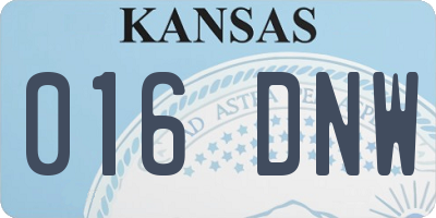 KS license plate 016DNW