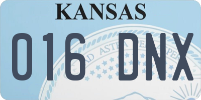 KS license plate 016DNX