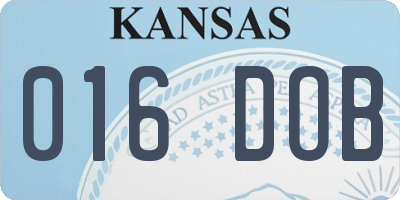 KS license plate 016DOB