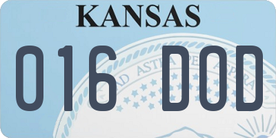 KS license plate 016DOD