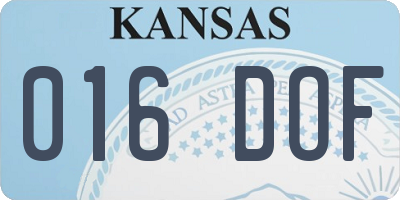 KS license plate 016DOF