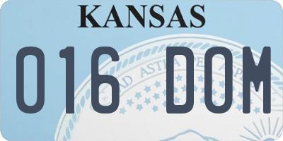 KS license plate 016DOM