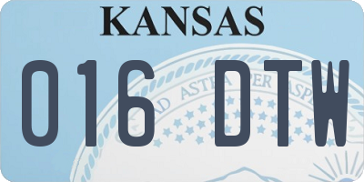 KS license plate 016DTW