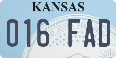 KS license plate 016FAD
