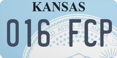 KS license plate 016FCP