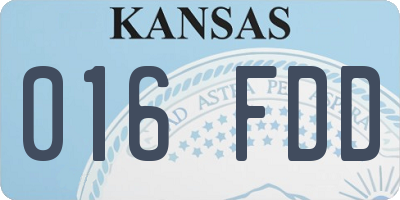 KS license plate 016FDD