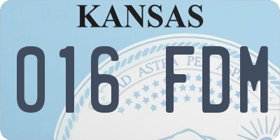 KS license plate 016FDM