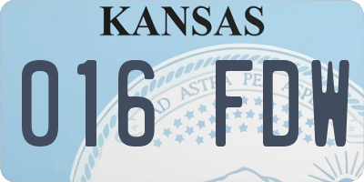 KS license plate 016FDW