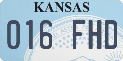 KS license plate 016FHD