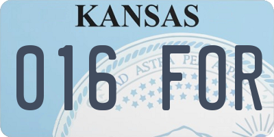 KS license plate 016FOR