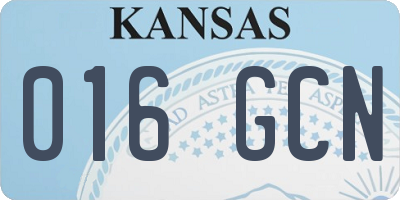 KS license plate 016GCN