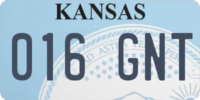 KS license plate 016GNT