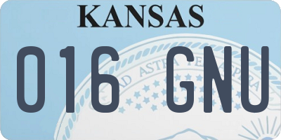 KS license plate 016GNU