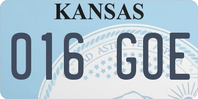 KS license plate 016GOE