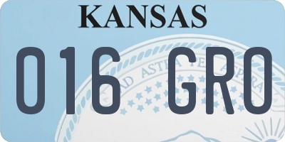 KS license plate 016GRO