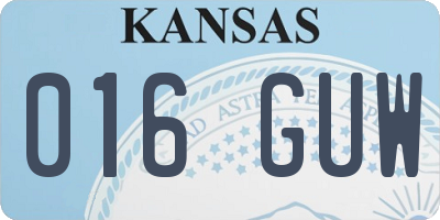 KS license plate 016GUW