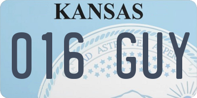 KS license plate 016GUY
