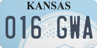 KS license plate 016GWA