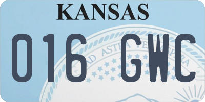 KS license plate 016GWC