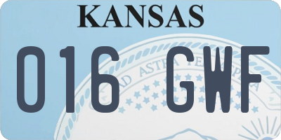 KS license plate 016GWF