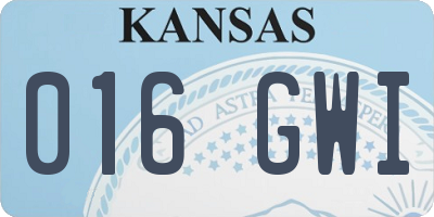 KS license plate 016GWI