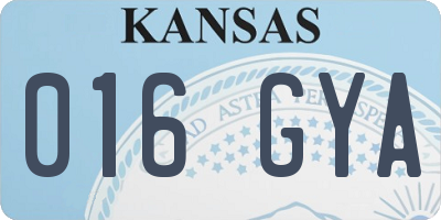 KS license plate 016GYA