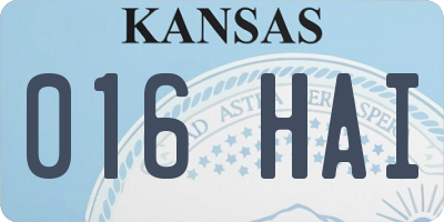 KS license plate 016HAI