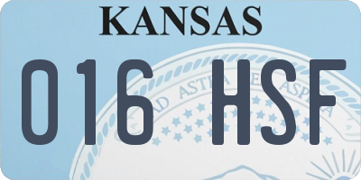 KS license plate 016HSF