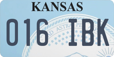 KS license plate 016IBK