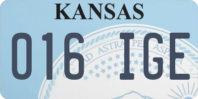KS license plate 016IGE