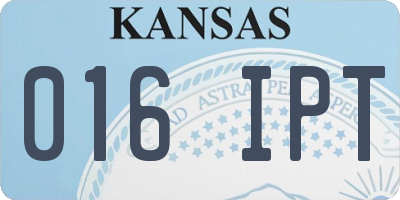 KS license plate 016IPT
