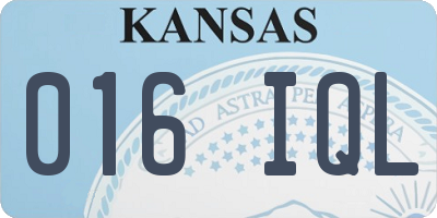 KS license plate 016IQL