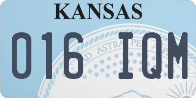 KS license plate 016IQM