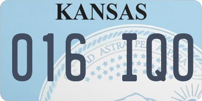 KS license plate 016IQO