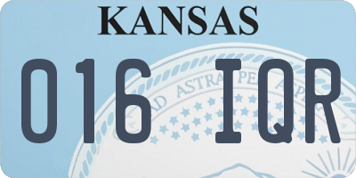 KS license plate 016IQR