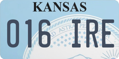 KS license plate 016IRE