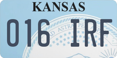 KS license plate 016IRF