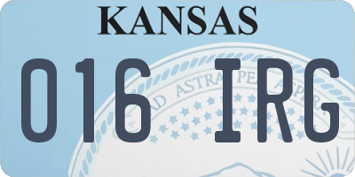 KS license plate 016IRG