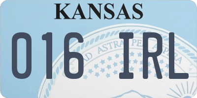KS license plate 016IRL