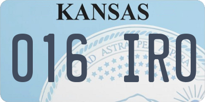 KS license plate 016IRO