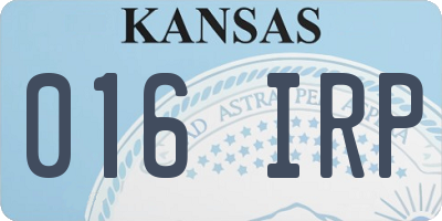 KS license plate 016IRP